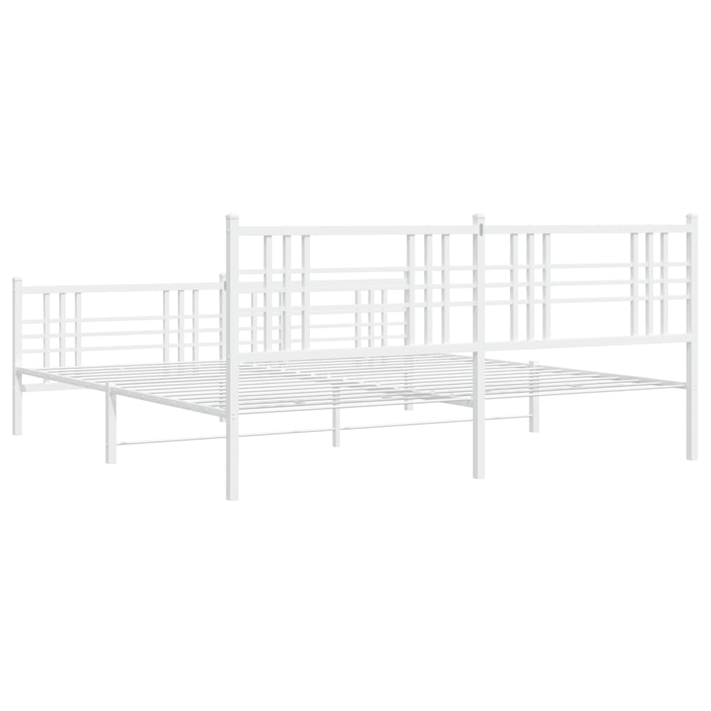 vidaXL Estrutura de cama com cabeceira e pés 193x203 cm metal branco