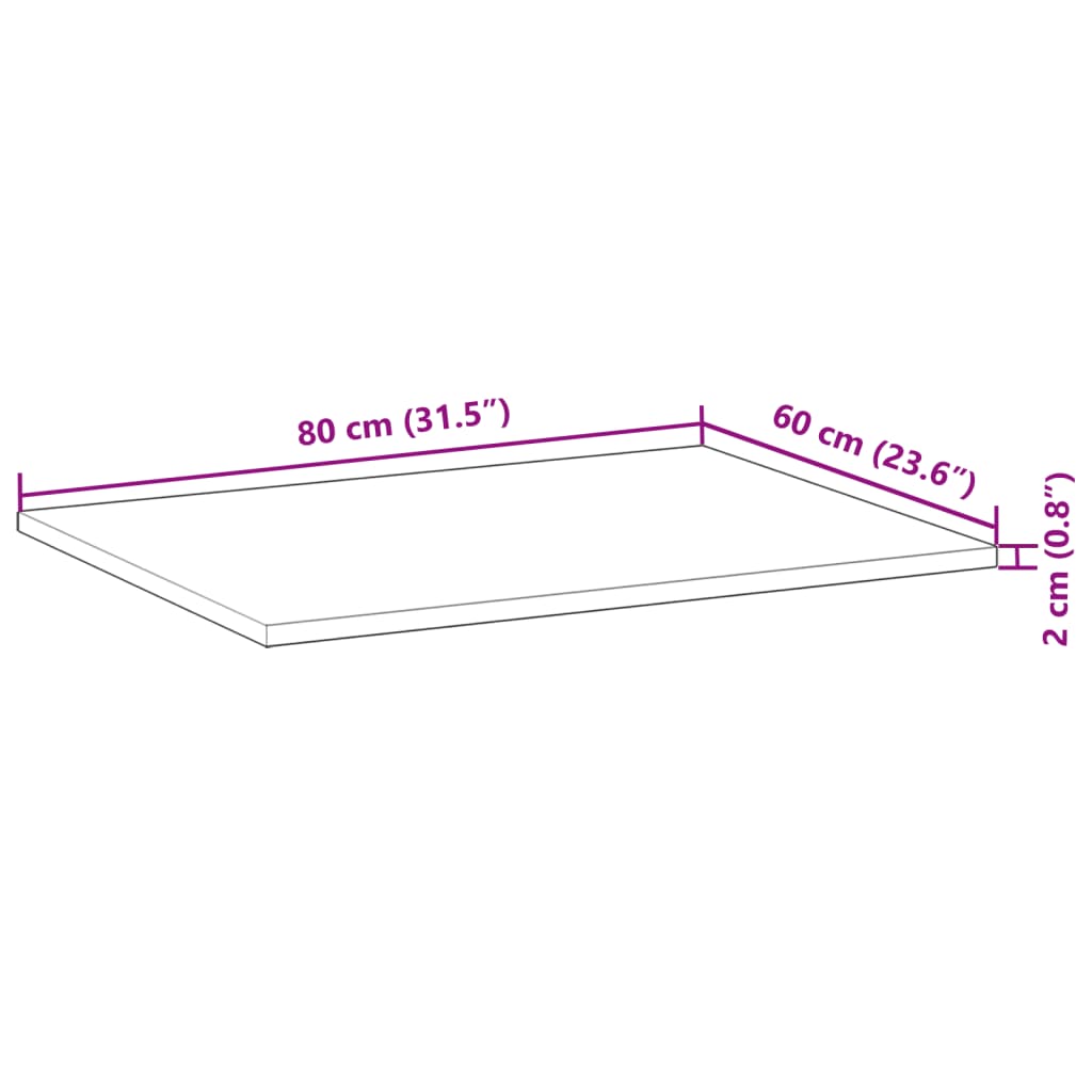 vidaXL Tampo p/ móvel casa de banho 80x60x2 acácia maciça não tratada