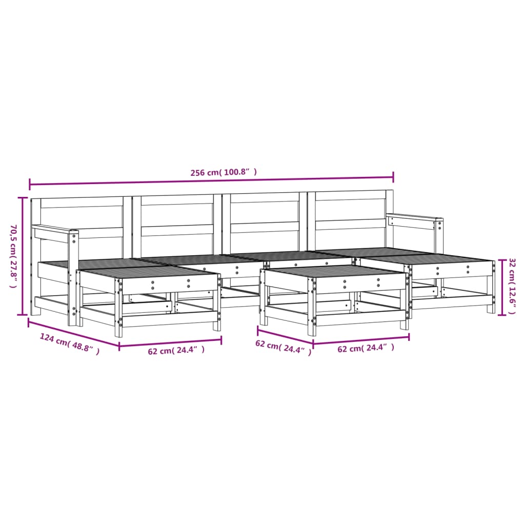 vidaXL 7 pcs conjunto lounge de jardim madeira de pinho impregnada