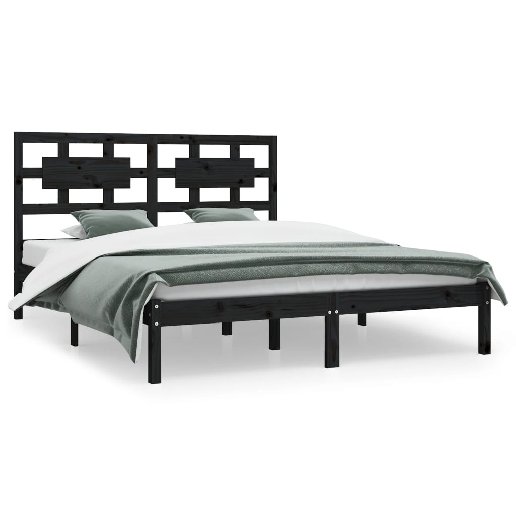 vidaXL Estrutura de cama 200x200 cm pinho maciço preto