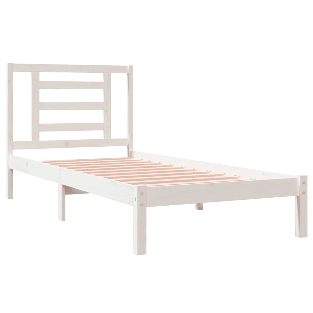 vidaXL Estrutura de cama solteiro 90x190 cm pinho maciço branco