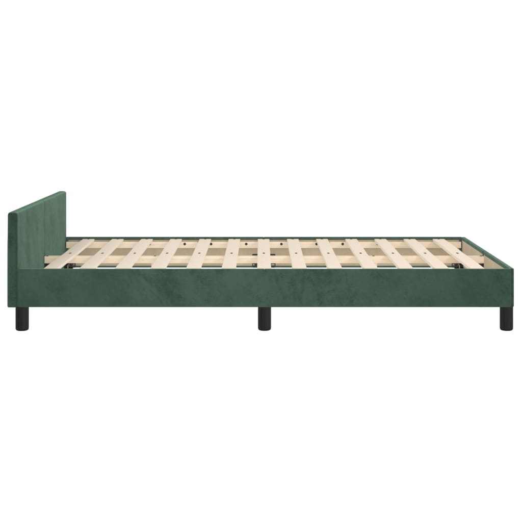 vidaXL Estrutura de cama c/ cabeceira 120x200 cm veludo verde-escuro