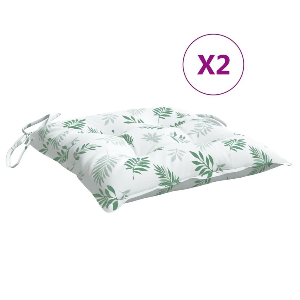 vidaXL Almofadões p/ cadeira 2 pcs tecido oxford padrão folhas