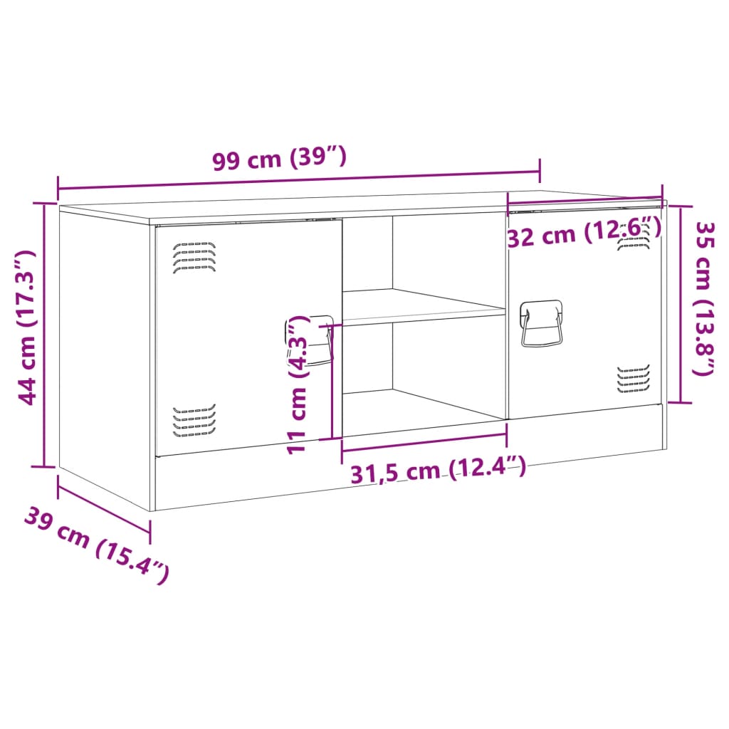 vidaXL Móvel de TV 99x39x44 aço verde azeitona