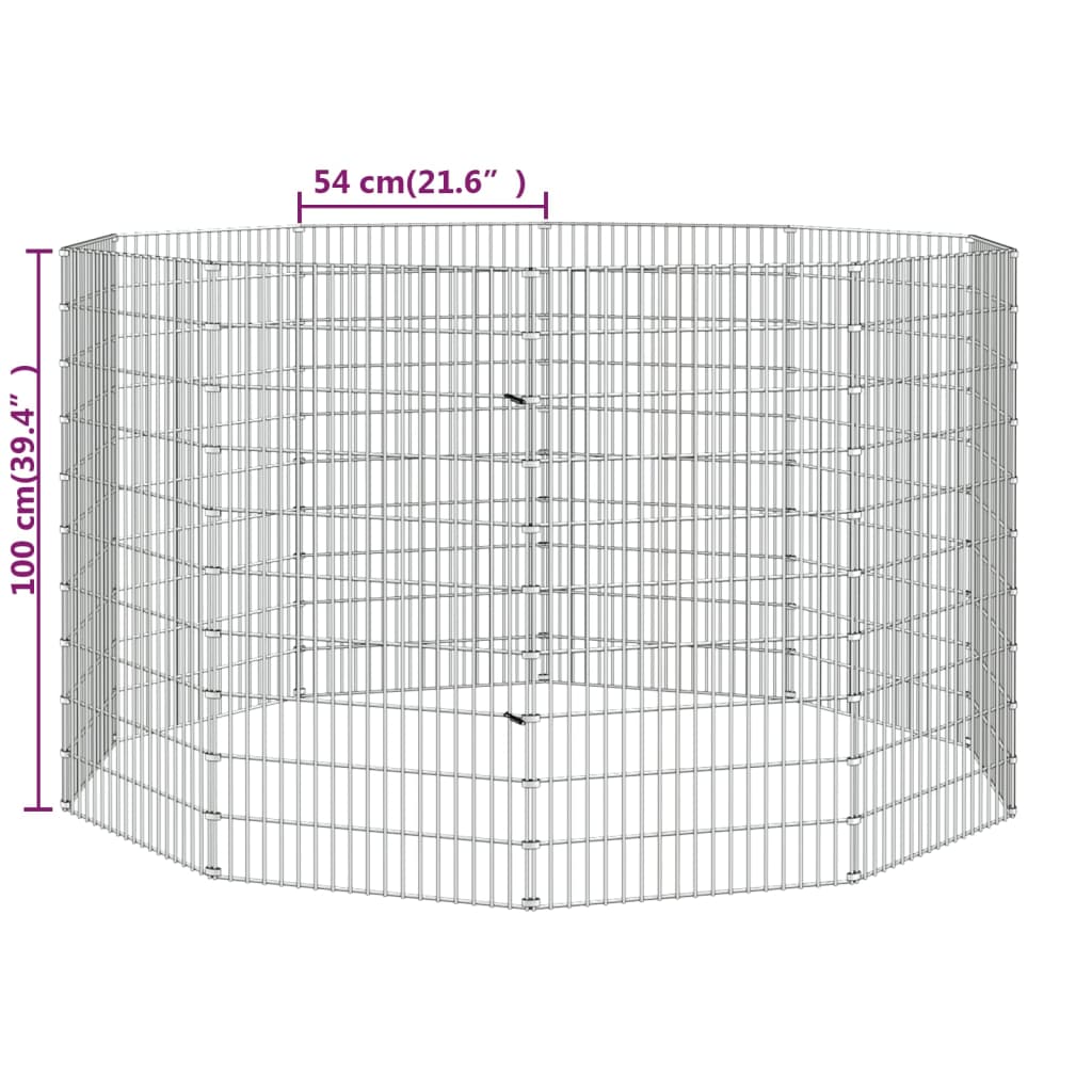 vidaXL Recinto exterior p/ animais 10 painéis 54x100cm ferro galvaniz.