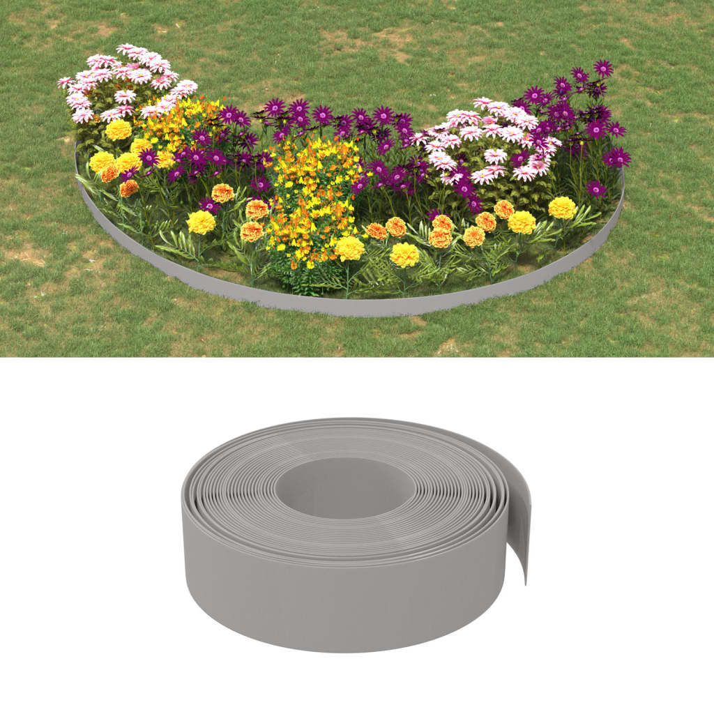 vidaXL Bordas de jardim 4 pcs 10 m 15 cm polietileno cinzento