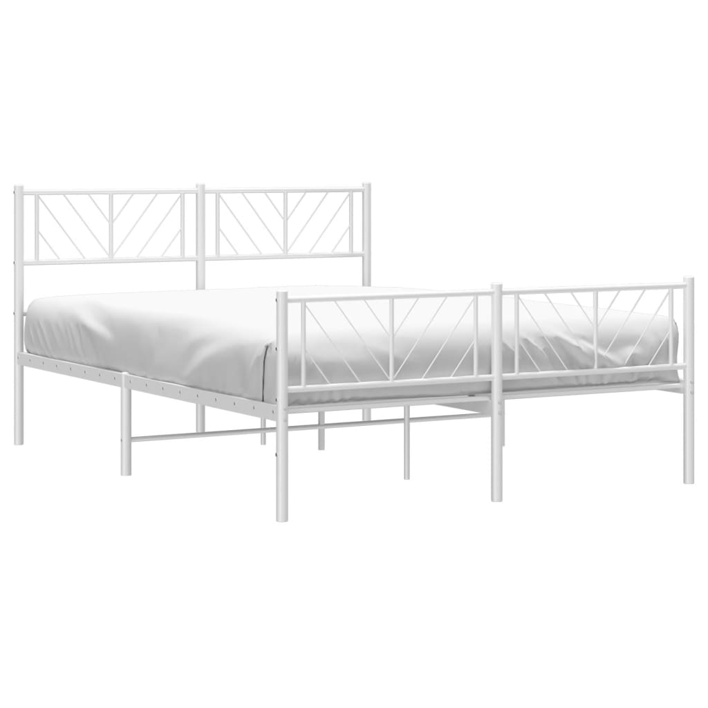 vidaXL Estrutura de cama com cabeceira e pés 120x200 cm metal branco