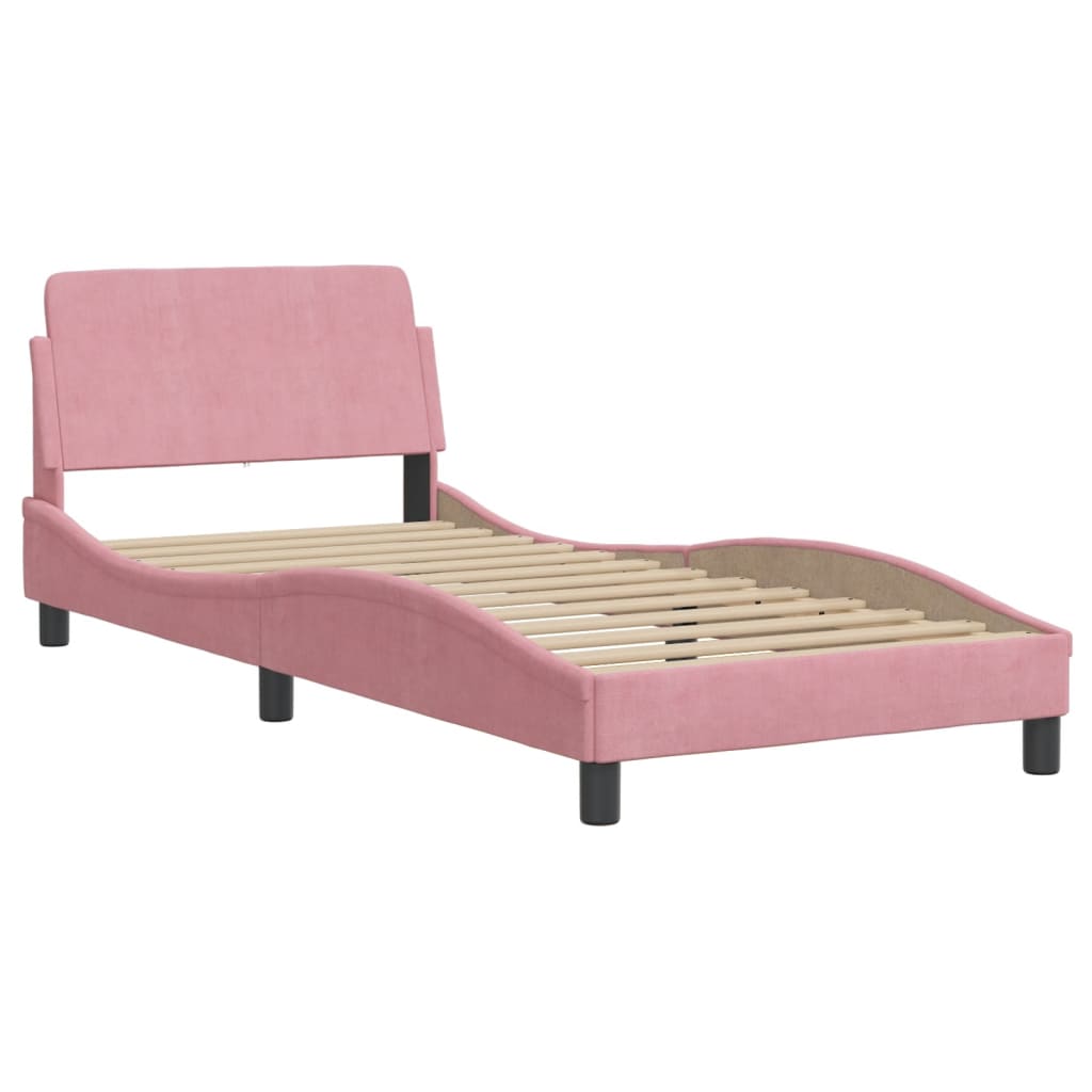 vidaXL Cama com colchão 80x200 cm veludo rosa