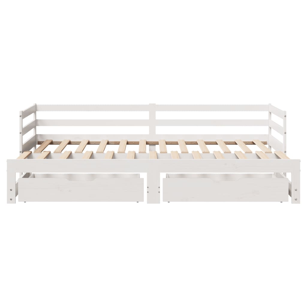 vidaXL Sofá-cama c/ gavetão e gavetas branco 90x190cm madeira de pinho