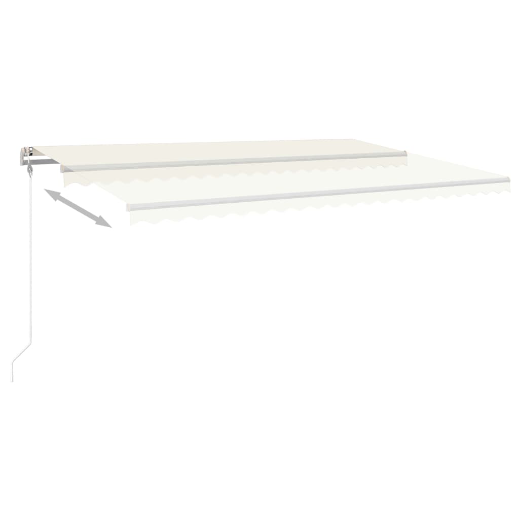 vidaXL Toldo retrátil manual com luzes LED 5x3 m cor creme