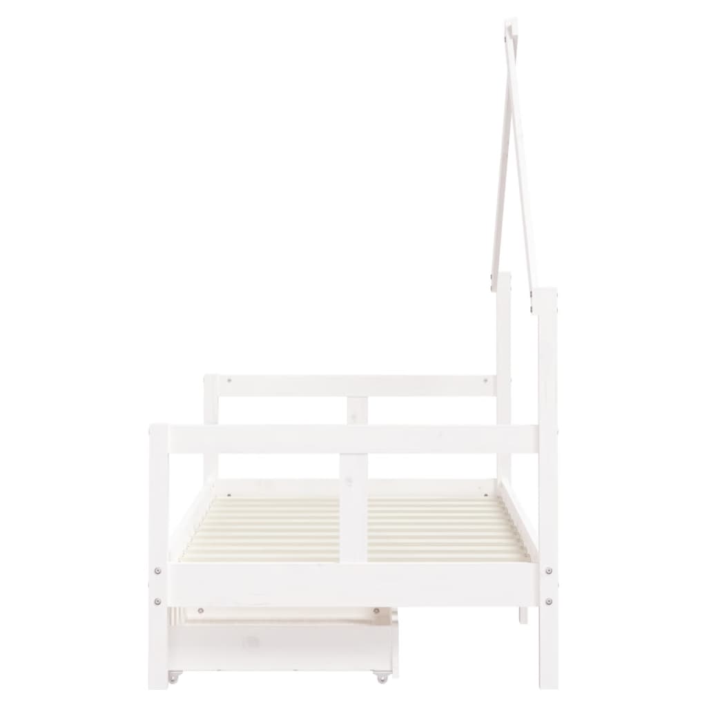 vidaXL Estrutura cama infantil c/ gavetas 80x160cm pinho maciço branco