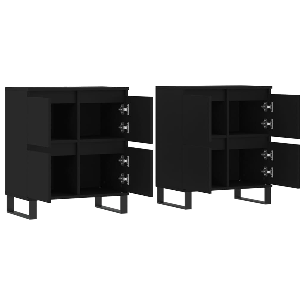 vidaXL Aparadores 2 pcs derivados de madeira preto