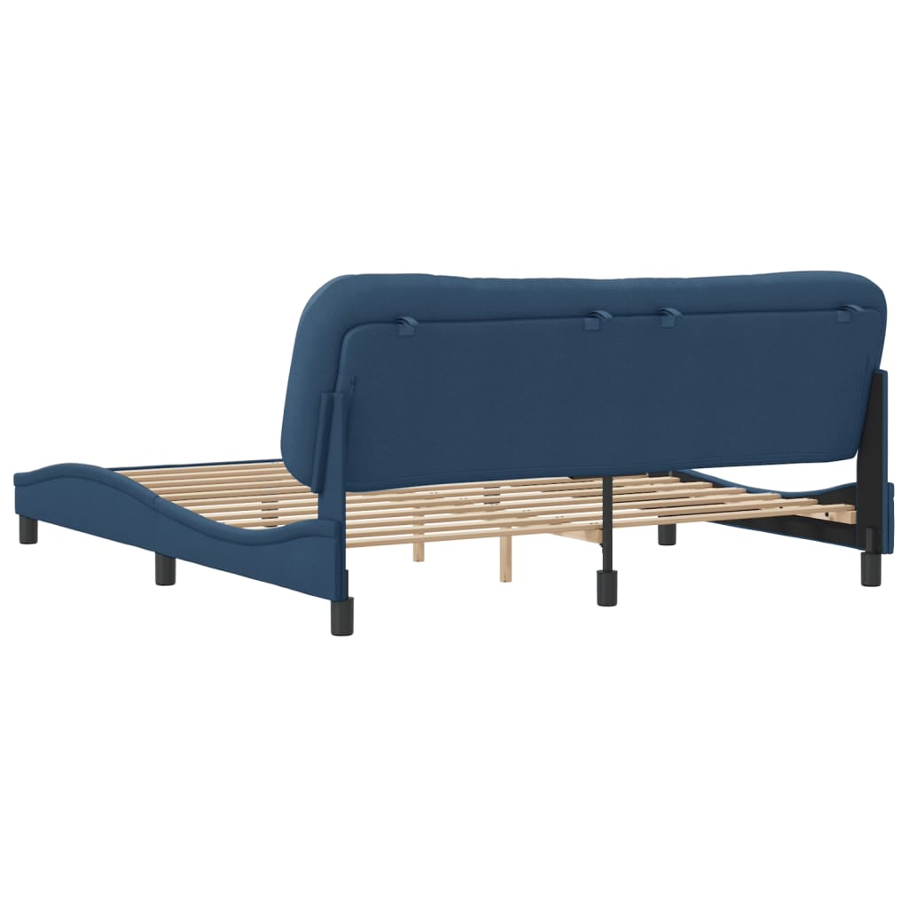 vidaXL Estrutura de cama sem colchão 180x200 cm tecido azul