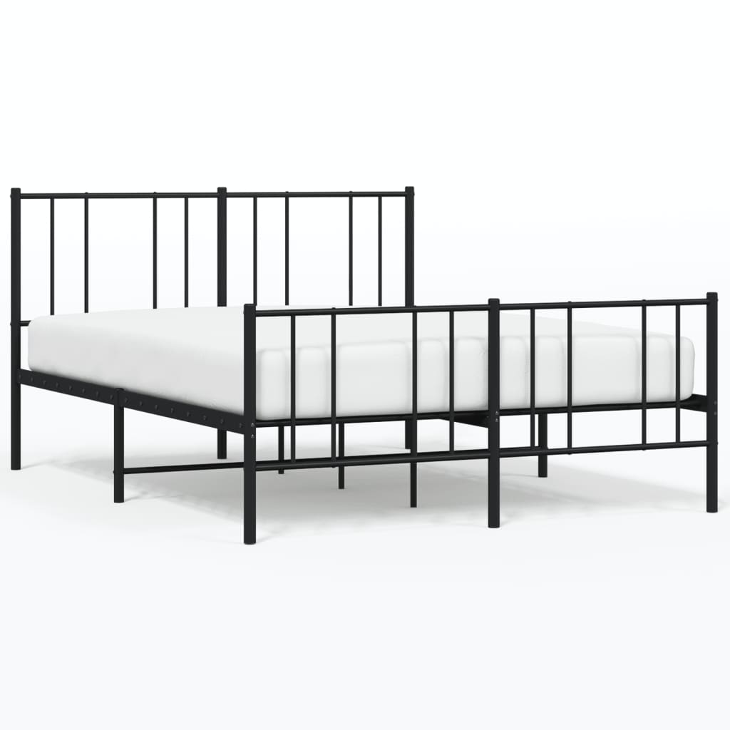 vidaXL Estrutura de cama com cabeceira e pés 120x200 cm metal preto