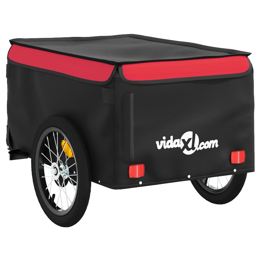 vidaXL Reboque para bicicleta 45 kg ferro preto e vermelho