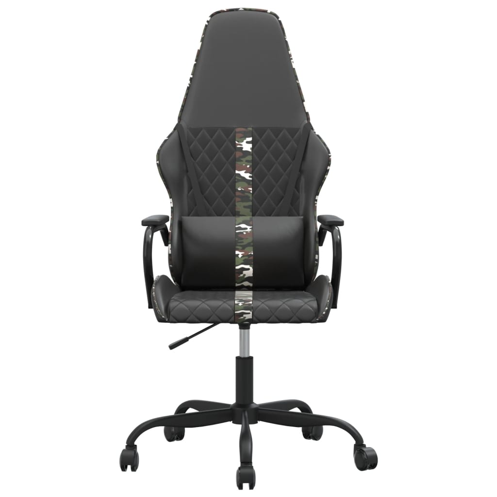 vidaXL Cadeira gaming massagens couro artificial camuflagem e preto