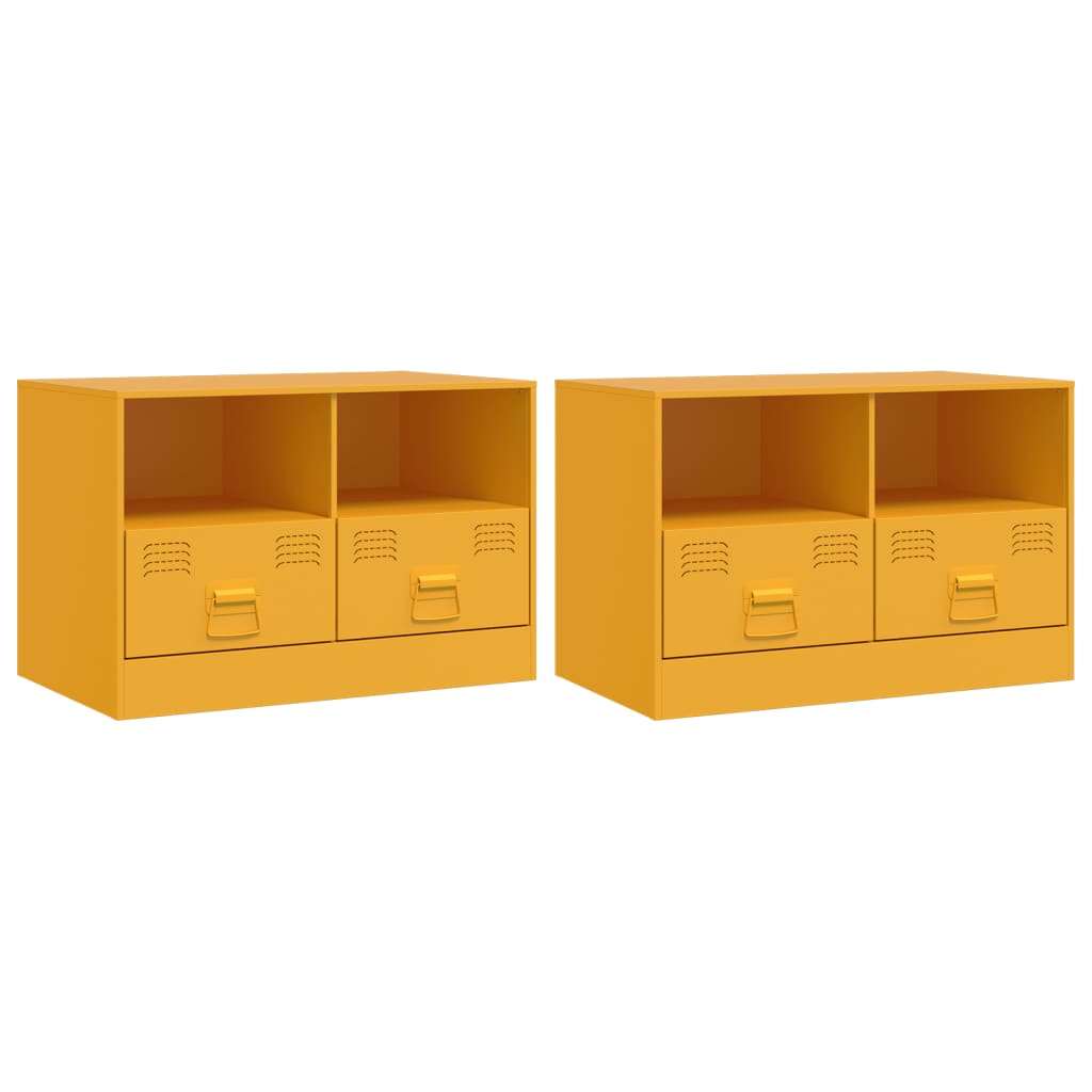 vidaXL Móveis de TV 2 pcs 67x39x44 cm aço amarelo mostarda