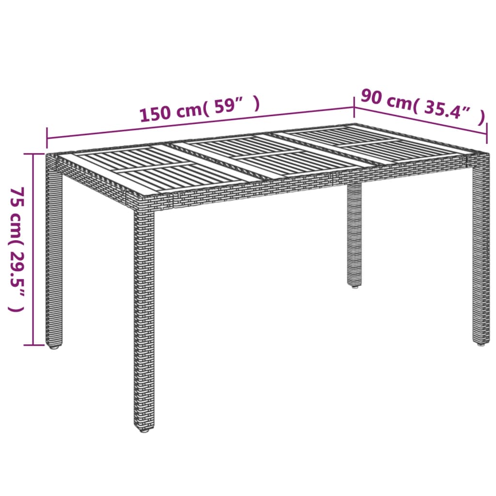 vidaXL 5 pcs conjunto de jantar p/ jardim c/ almofadões vime PE cinza