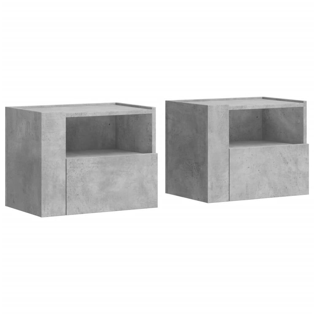 vidaXL Mesas de cabeceira de parede 2 pcs 45x30x35 cm cinzento cimento