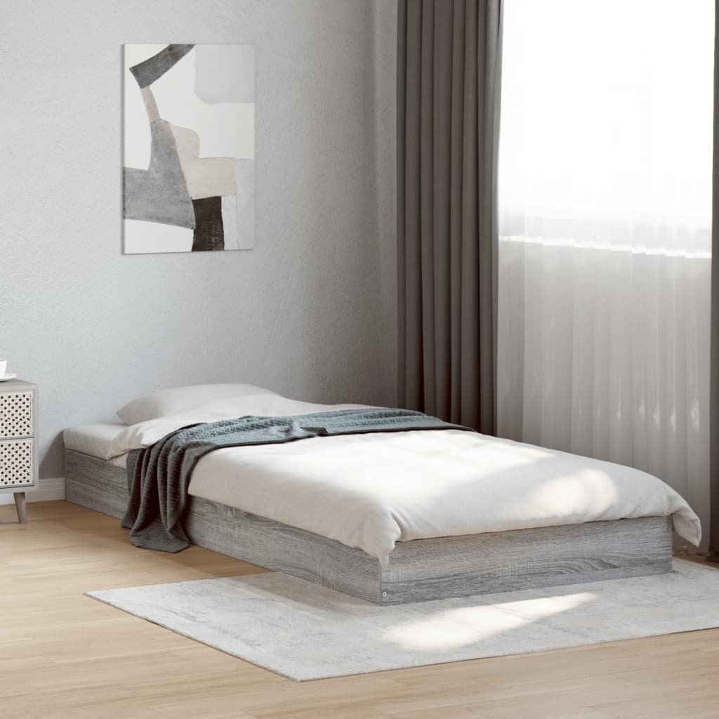 vidaXL Estrutura cama 75x190 cm derivados de madeira cinzento sonoma