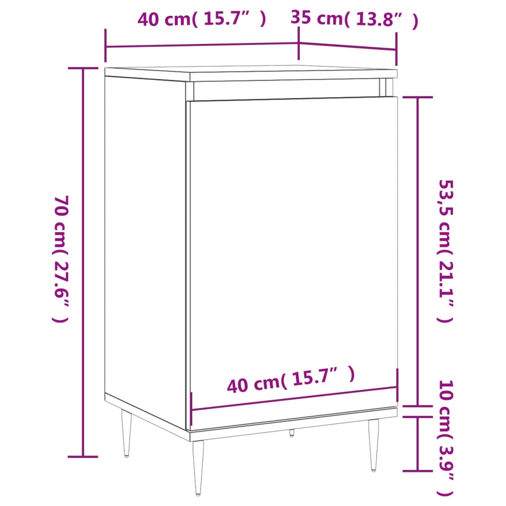 vidaXL Aparadores 2 pcs 40x35x70 cm derivados de madeira cinza cimento