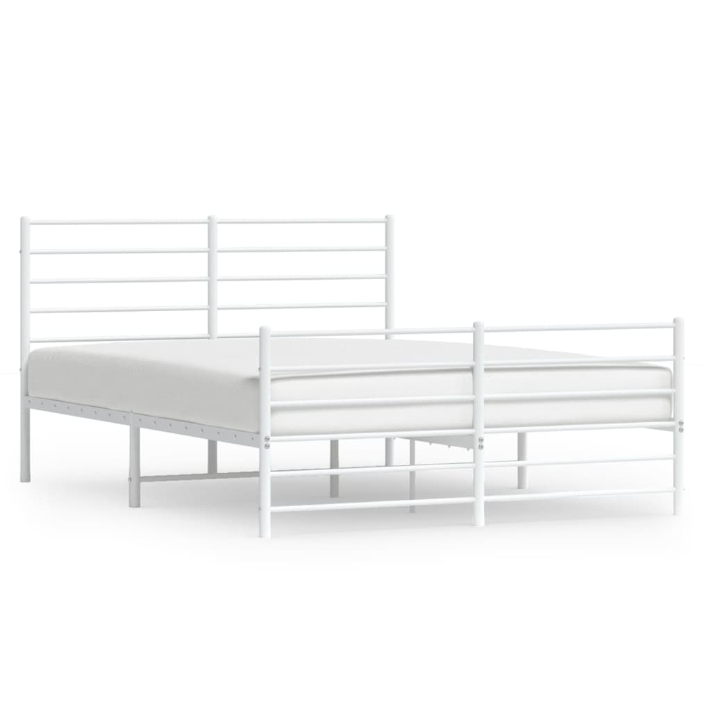 vidaXL Estrutura de cama com cabeceira e pés 120x190 cm metal branco