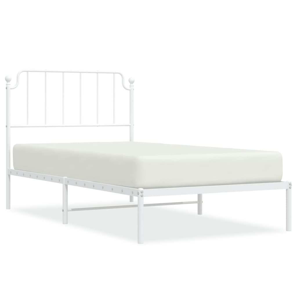 vidaXL Estrutura de cama com cabeceira 100x200 cm metal branco