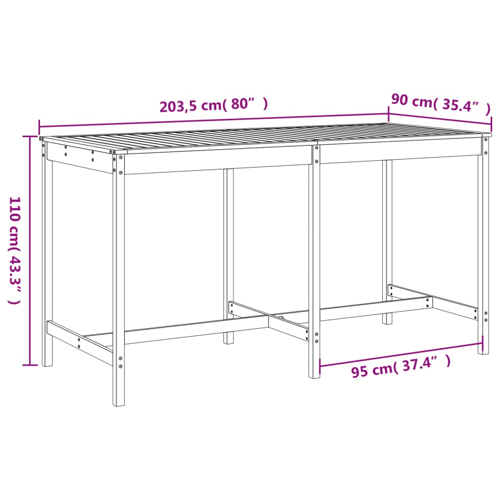 vidaXL 9 pcs conjunto de bar para jardim pinho maciço preto