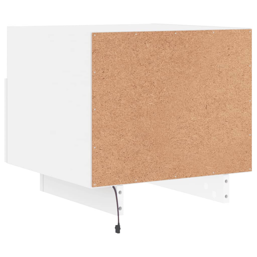 vidaXL Mesa de cabeceira com luzes LED 40x39x37 cm branco