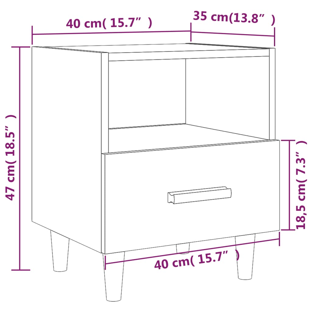 vidaXL Mesas de cabeceira 2 pcs 40x35x47 cm cinzento cimento