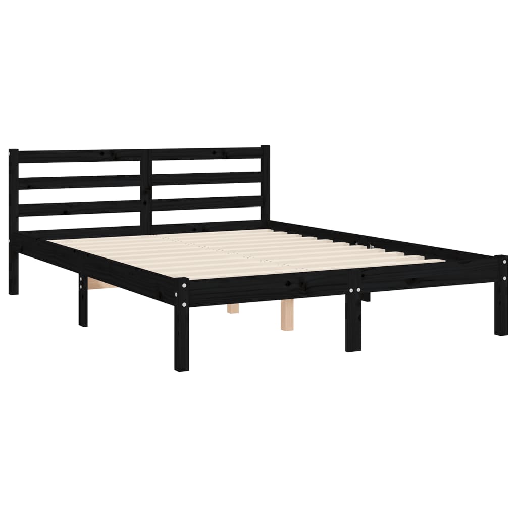 vidaXL Estrutura de cama com cabeceira 120x200cm madeira maciçao preto