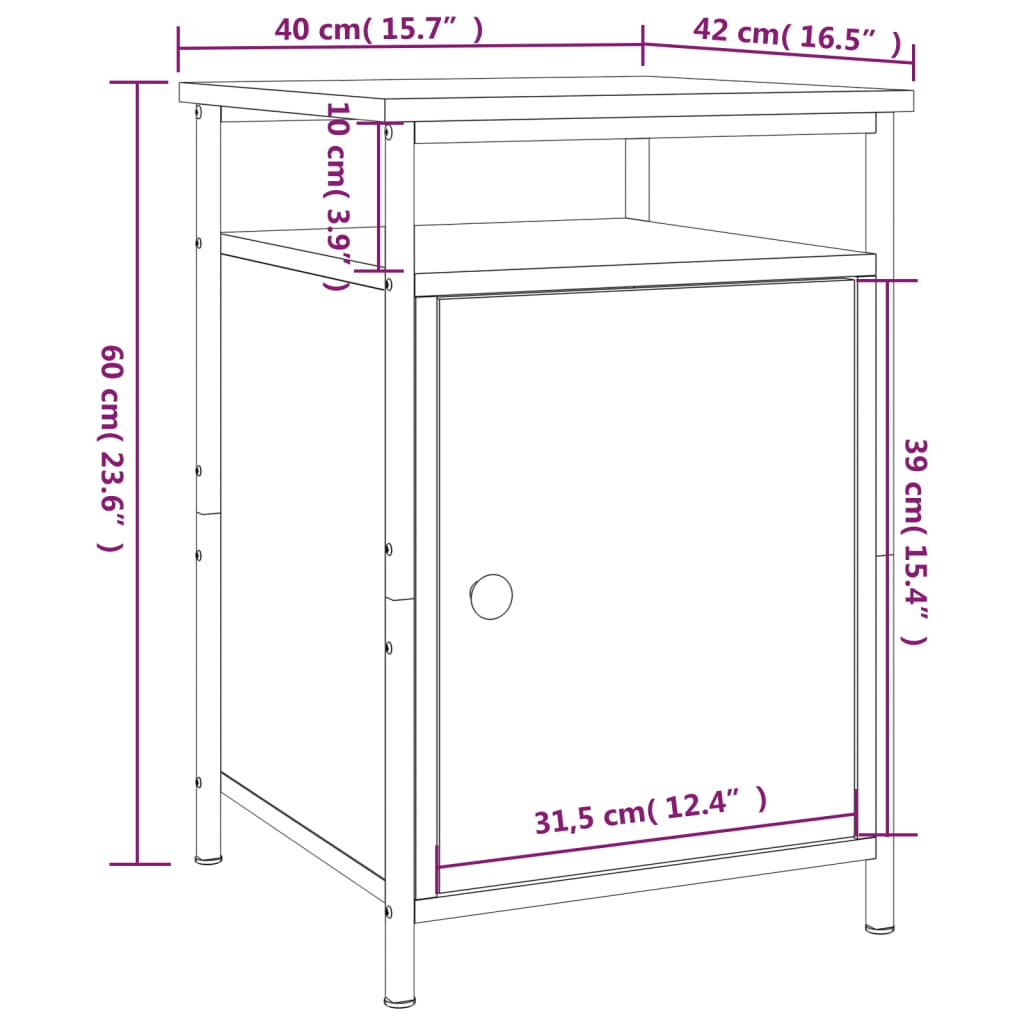 vidaXL Mesas cabeceira 2pcs 40x42x60cm deriv. madeira carvalho fumado