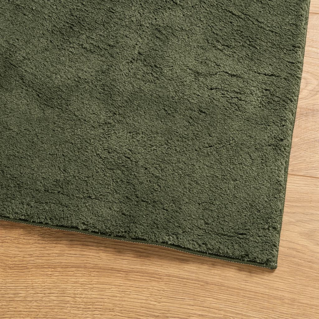 vidaXL Tapete pelo curto macio lavável HUARTE 160x160cm verde-floresta