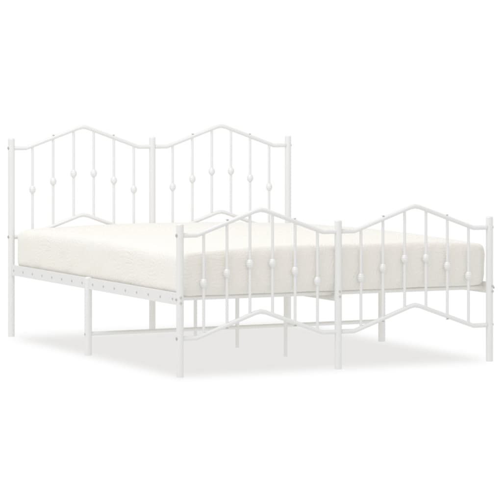 vidaXL Estrutura de cama com cabeceira e pés 150x200 cm metal branco