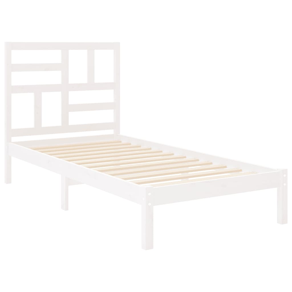 vidaXL Estrutura de cama solteiro 90x190 cm madeira maciça branco