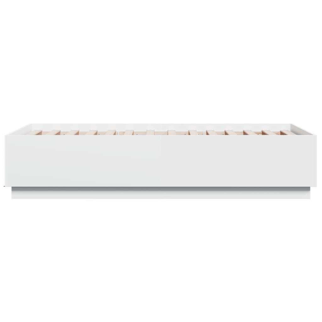 vidaXL Estrutura cama c/ luzes LED 75x190 cm derivados madeira branco