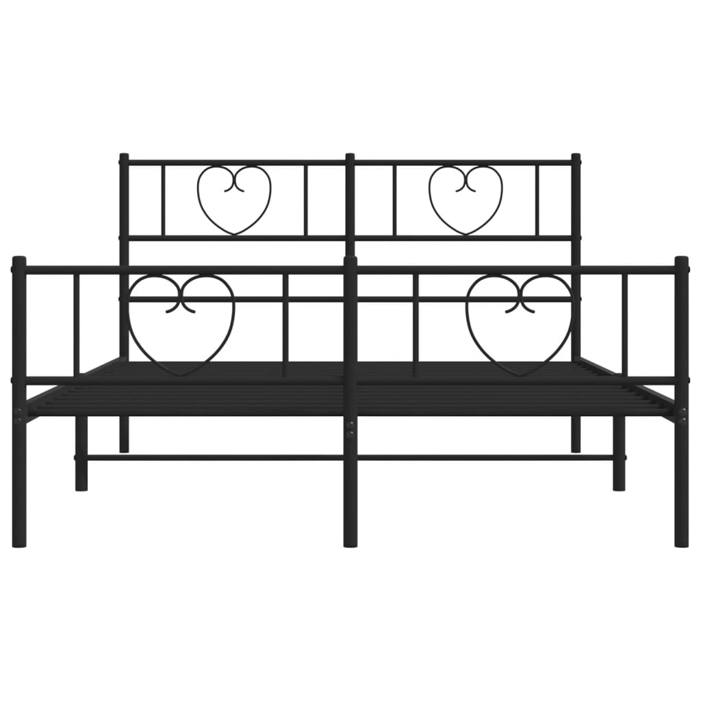 vidaXL Estrutura de cama com cabeceira e pés 120x190 cm metal preto