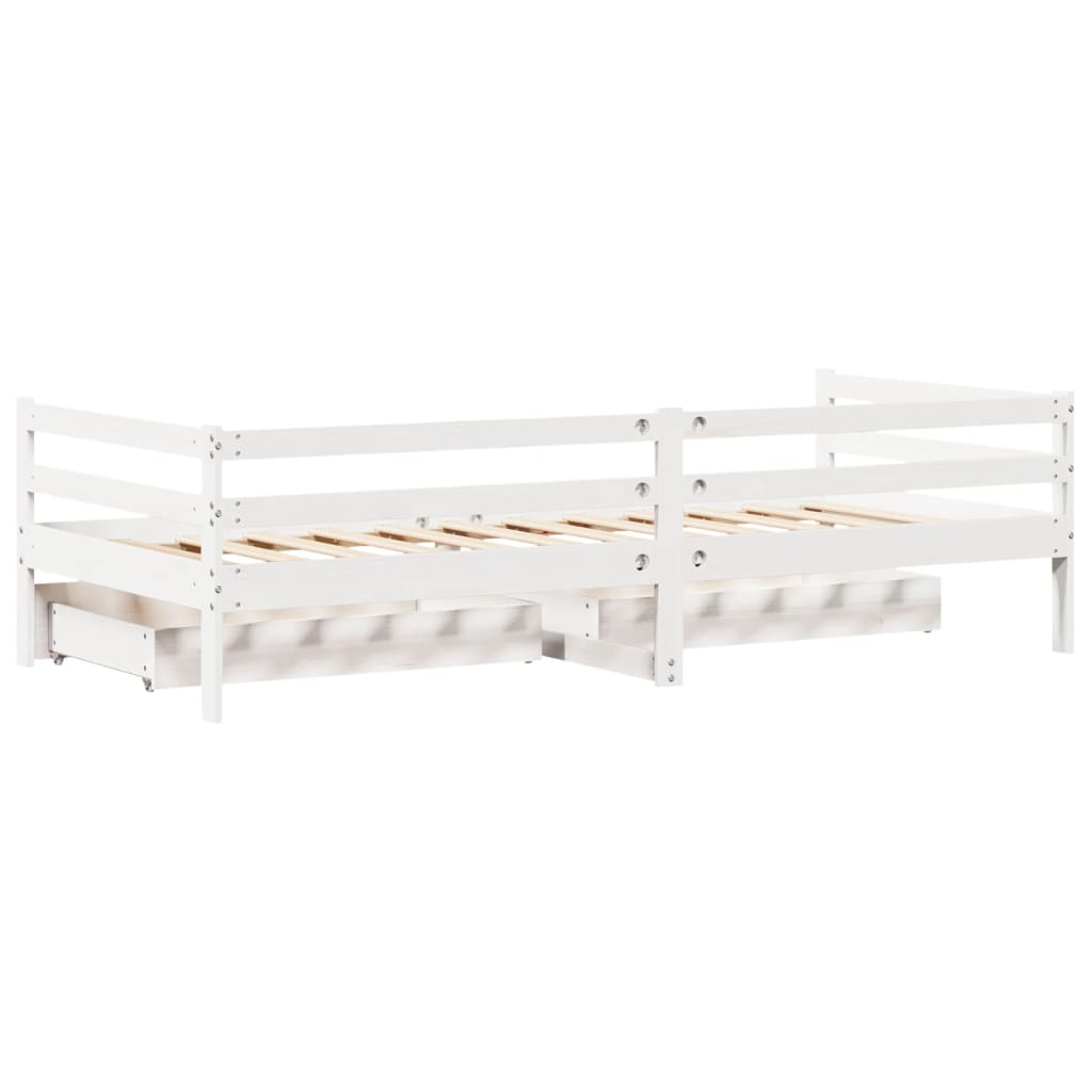 vidaXL Sofá-cama c/ gavetas 90x200cm madeira de pinho maciça branco