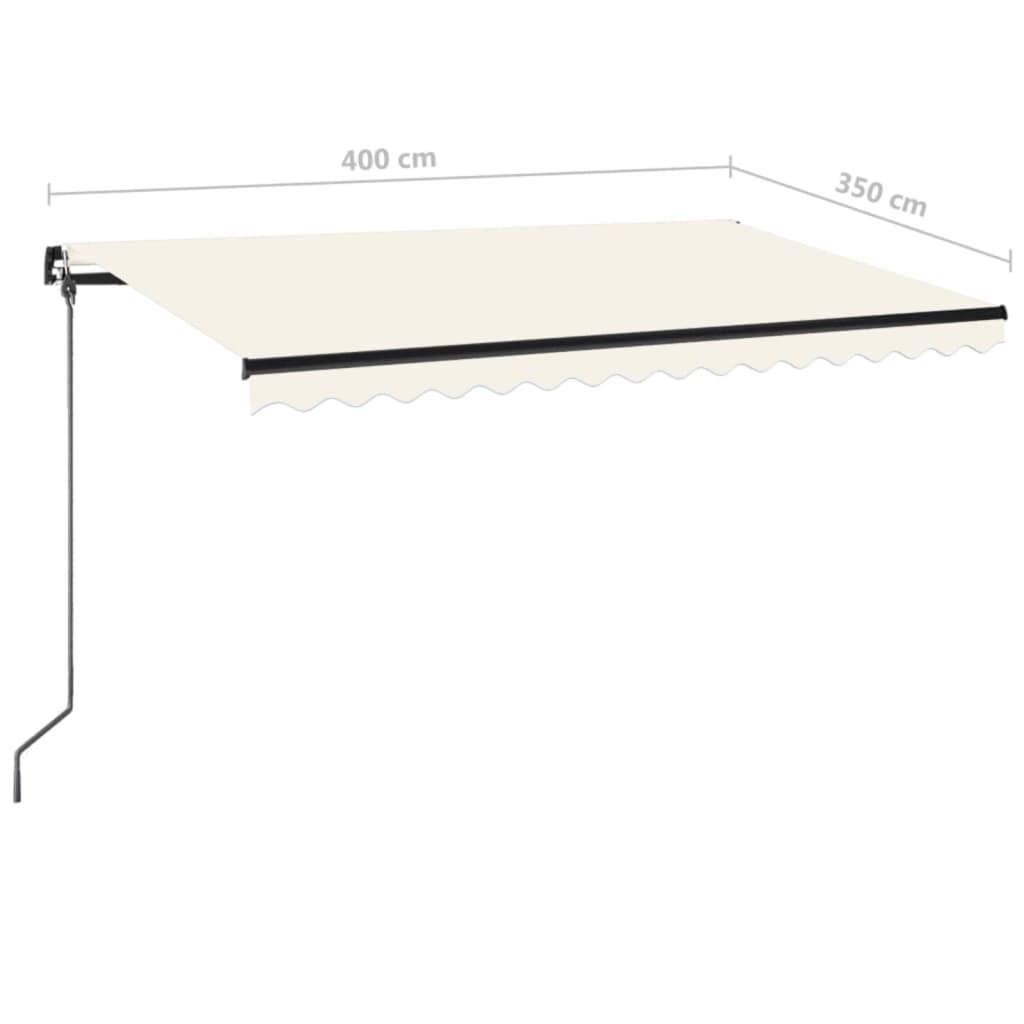 vidaXL Toldo retrátil manual com LED 400x350 cm cor creme