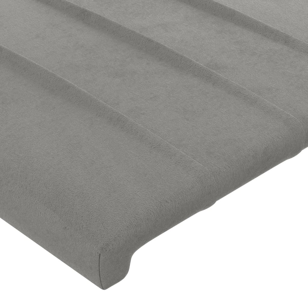 vidaXL Cabeceira cama c/ abas veludo 203x16x118/128 cm cinzento-claro