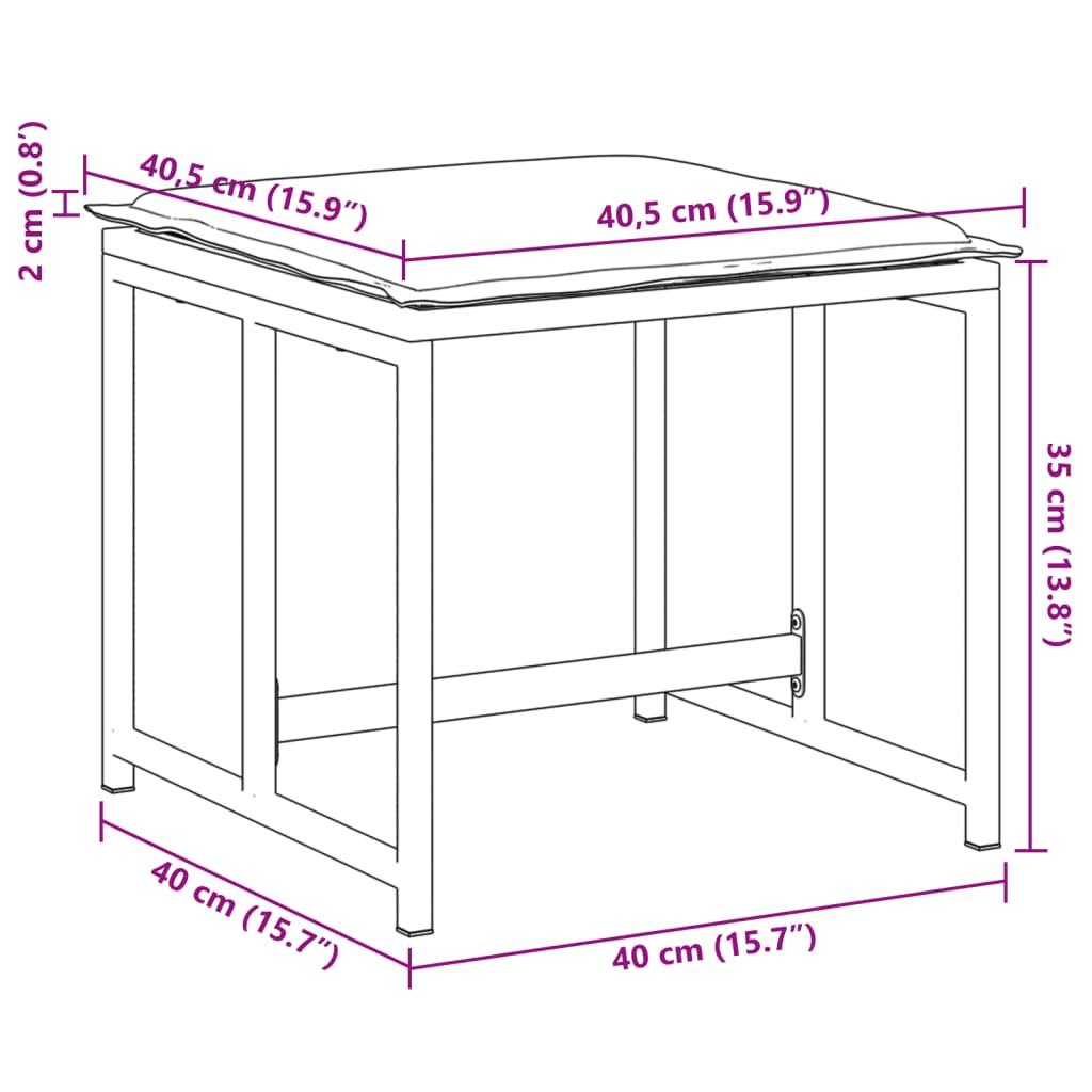 vidaXL Bancos de jardim c/ almofadões 4 pcs aço e textilene preto