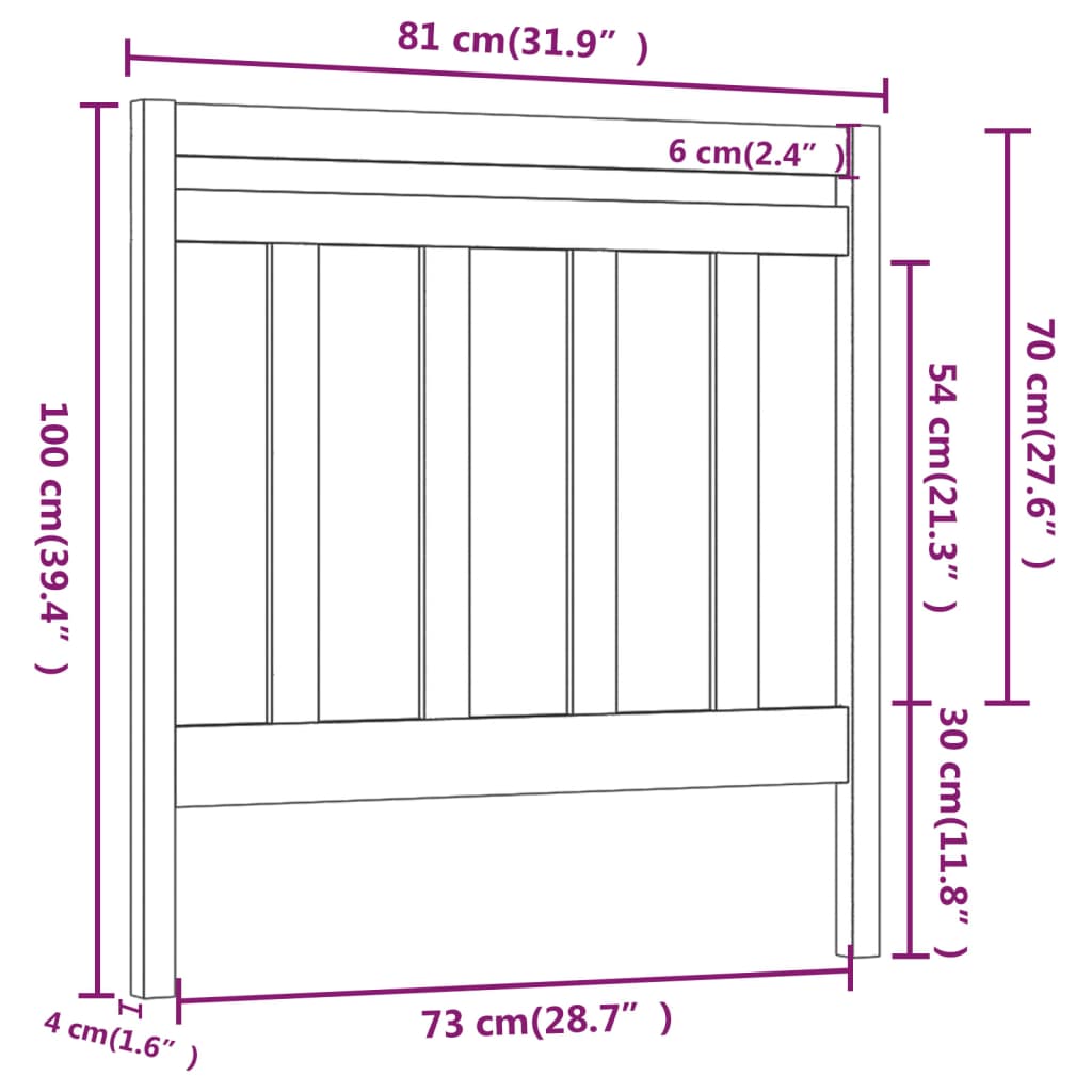 vidaXL Cabeceira de cama 81x4x100 cm pinho maciço