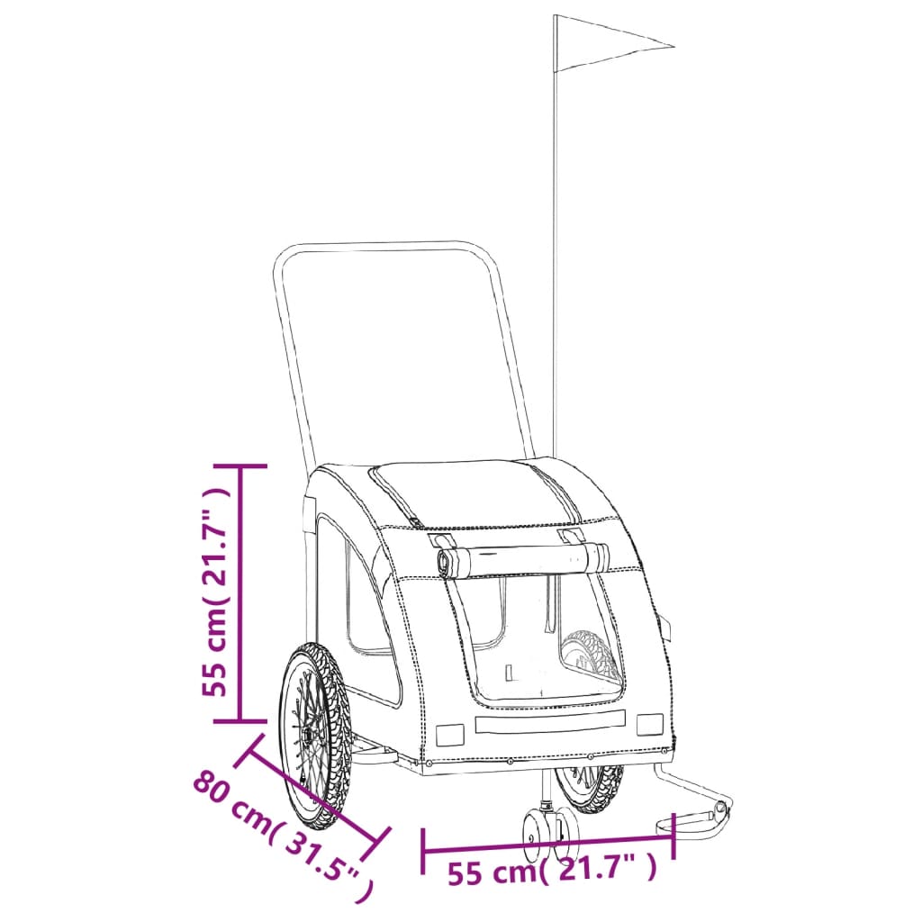 vidaXL Reboque bicicleta p/ animais tecido oxford/ferro azul