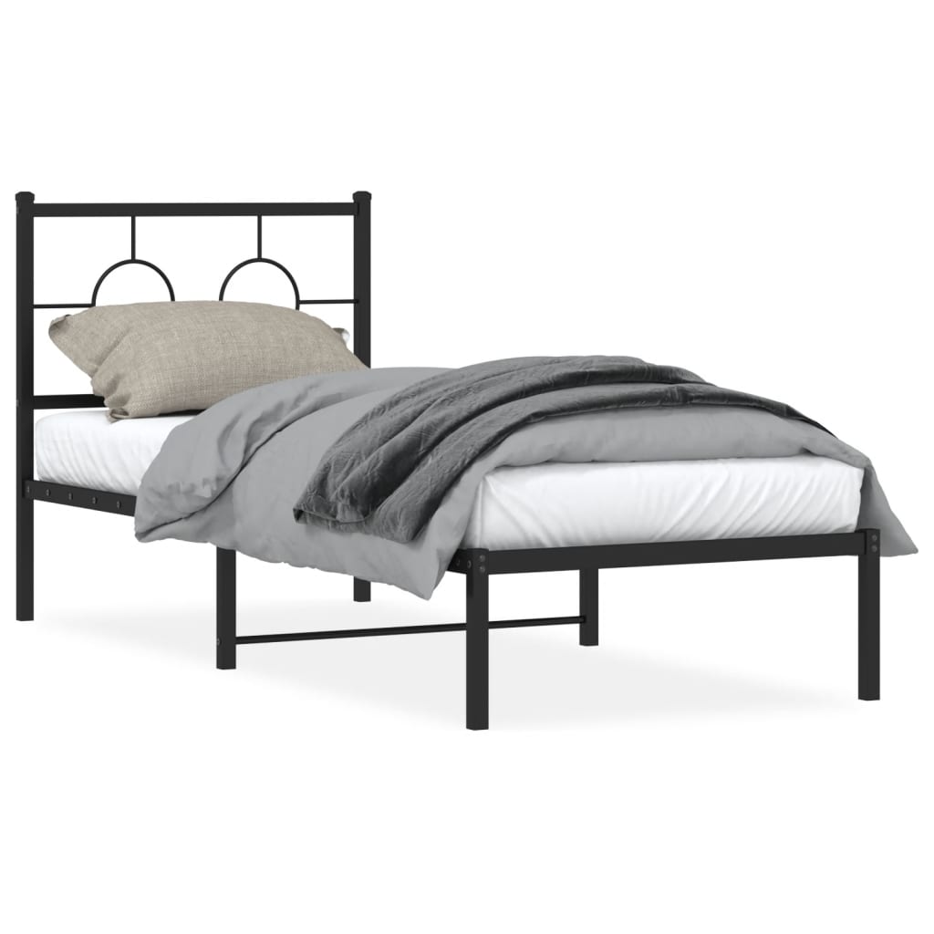 vidaXL Estrutura de cama com cabeceira 80x200 cm metal preto