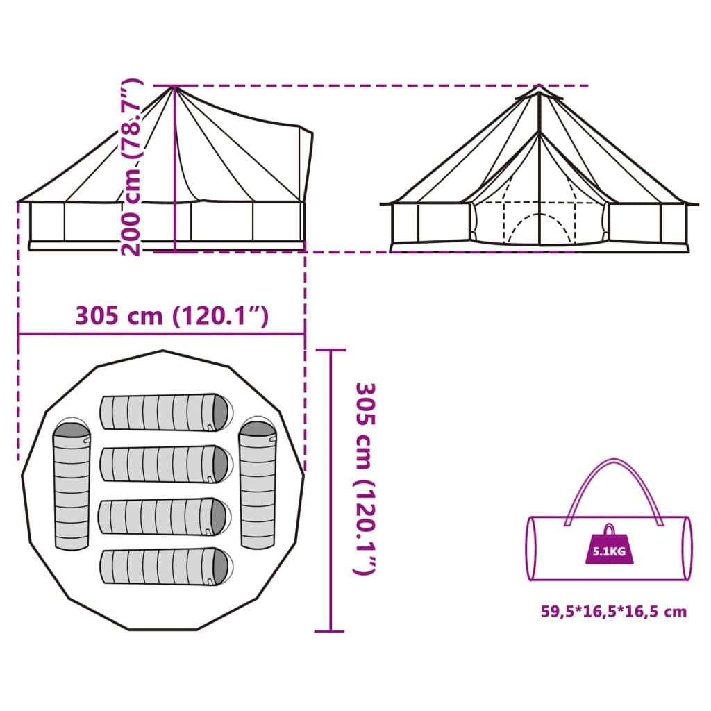 vidaXL Tenda familiar tipi para 6 pessoas impermeável cinza/laranja