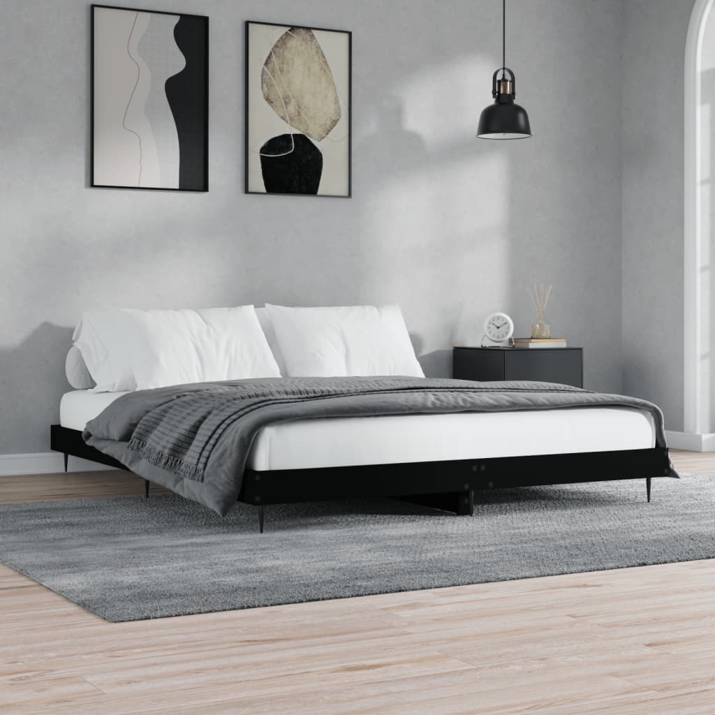 vidaXL Estrutura de cama 140x200 cm derivados de madeira preto