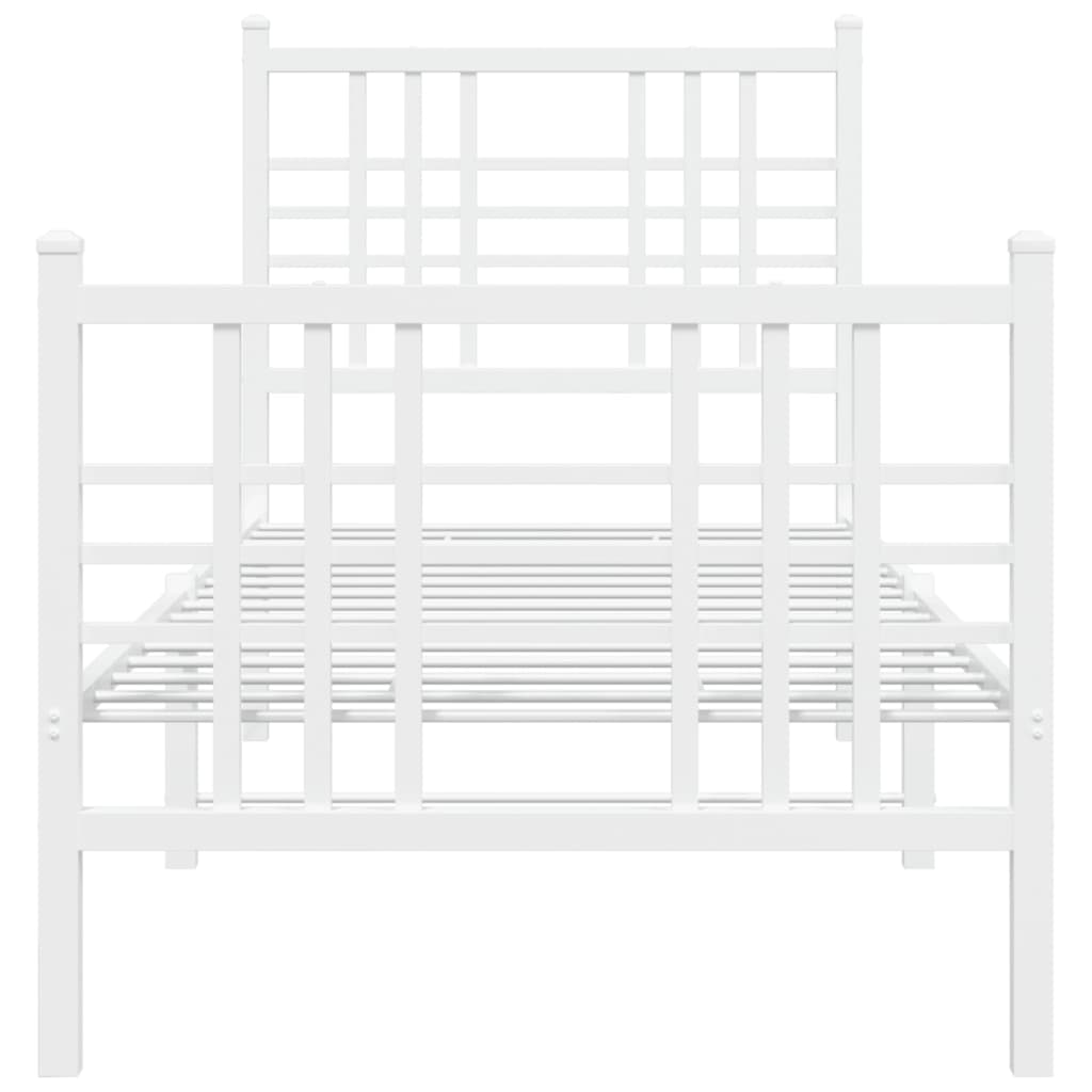 vidaXL Estrutura de cama com cabeceira e pés 75x190 cm metal branco