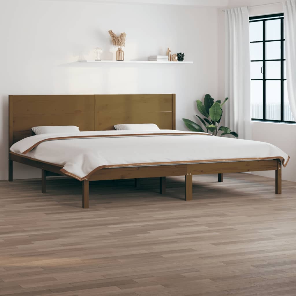 vidaXL Estrutura de cama 200x200 cm pinho maciço castanho mel