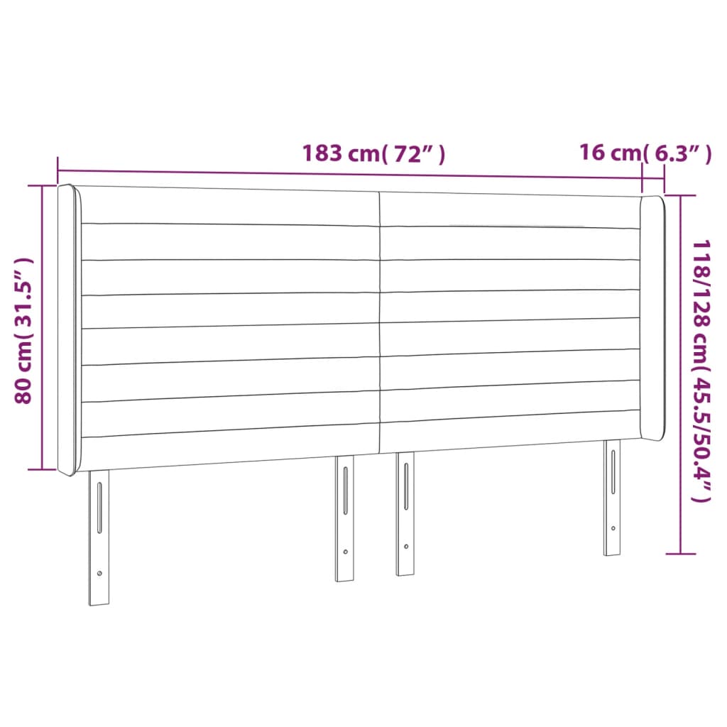 vidaXL Cabeceira de cama c/ LED veludo 183x16x118/128 cm cinza-escuro