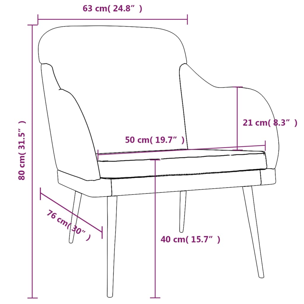 vidaXL Cadeira com apoio de braços 63x76x80 cm veludo preto
